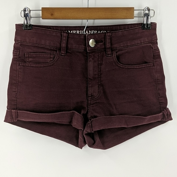AMERICAN EAGLE Hi-Rise Shortie Denim Jean Shorts - Picture 1 of 7